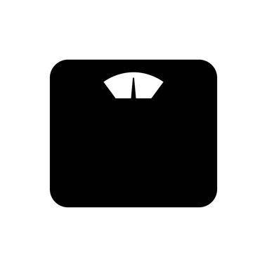 Siluet düz simge, gölgeli basit vektör tasarımı. Ağırlığı, sağlıklı yaşam biçimini, sporu, tartıyı ve diyeti göstermek için zemin pulları. Kilo vermenin sembolü