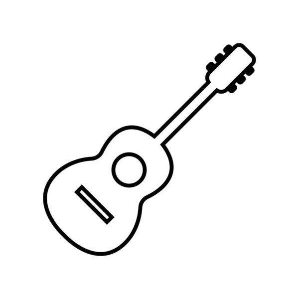 Acoustic Guitar Icon Perfect Black Pictogram Illustration White Background — Stock Vector