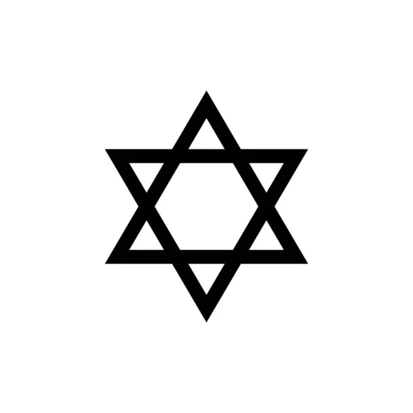 Estrella Judía David Six Pointed Star Negro Con Icono Vector — Archivo Imágenes Vectoriales