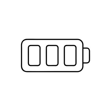 Web, mobil ve bilgi grafikleri için tam pil çizgisi simgesi. Beyaz arkaplanda vektör siyah simgesi.