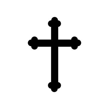 Hristiyan haç simgesi, izole edilmiş çapraz sembol, siyah ve beyaz vektör çizimi