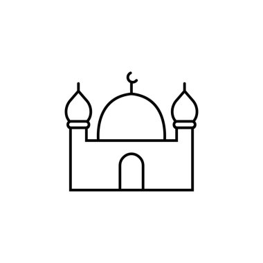 Çağdaş çizgi sanat İslam cami binası. Beyaz arka plan, Modern cami simge tasarlamak