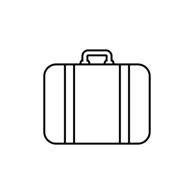 Çanta simgesi ya da logosu modern satır tarzında. Web sitesi tasarımı ve mobil uygulamalar için yüksek kaliteli siyah çizgili pictogram. Beyaz arkaplanda vektör illüstrasyonu.