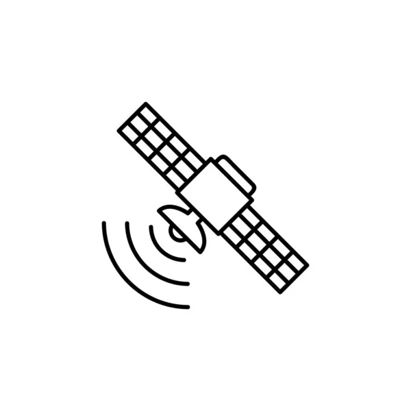 Icône Ligne Satellite Signe Vectoriel Contour Pictogramme Linéaire Isolé Sur — Image vectorielle