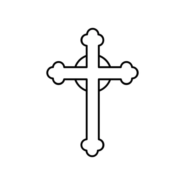 Schwarzes Christliches Kreuz Abstrakte Linie Christliches Kreuz Vektorillustration — Stockvektor