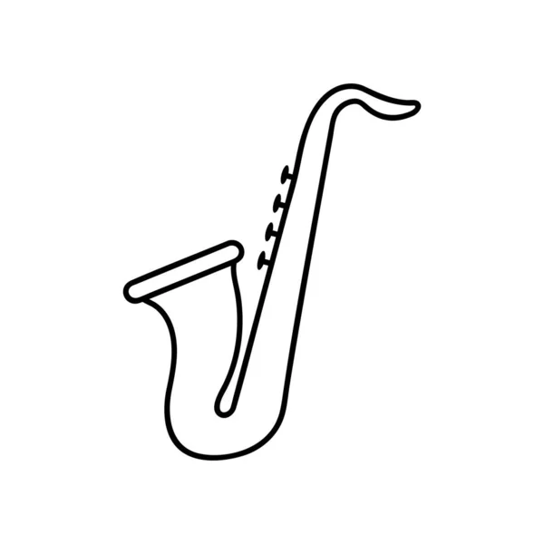 Saxophone Icon Outline Style Isolated White Background Musical Instruments Symbol — Stock Vector