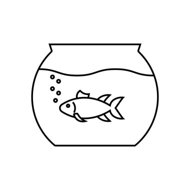 Akvaryum doğrusal simgesi. İnce hat illüstrasyon. Fishkeeping. Akvaryum. Kontur sembolü. Çizim vektör izole anahat.