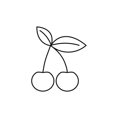 Kiraz çizgisi simgesi, dış hat vektör işareti, beyaz üzerine izole edilmiş doğrusal piktogram. Logo illüstrasyonu. Web sitesi ve mobil uygulama için Pictogram.