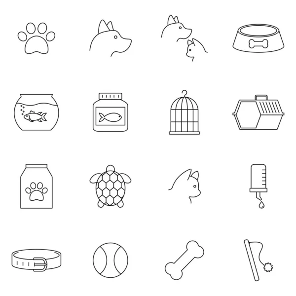 Conjunto Simple Iconos Línea Vectorial Relacionados Con Mascotas Contiene Iconos — Vector de stock