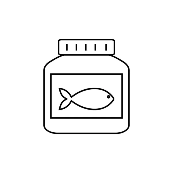 Fisk Mat Burk Linjär Ikon Tunn Linje Illustration Kontursymbol Vektor — Stock vektor