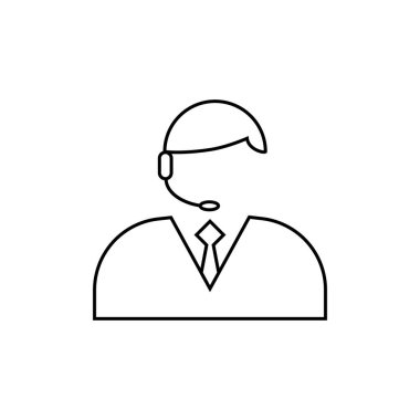 Çağrı merkezi ikon vektörü. Moda düz ui işaret tasarımı. Web sitesi ve mobil uygulama için ince doğrusal grafik piktogram. Logo illüstrasyonu.
