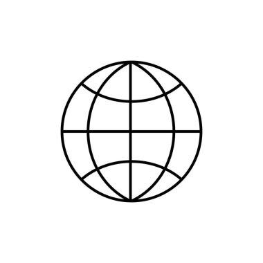 Web simgesi. Hat internet vektörü. Modayı takip eden düz dünya tabela tasarımı. Web sitesi ve mobil uygulama için ince doğrusal ağ grafik piktogramı. Logo çizimi. Bölüm 10.