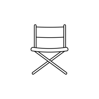 Film yönetmen koltuğu elle çizilmiş anahat simgesini doodle. Film Yönetmen vektör kroki çizim için baskı, web, mobil ve beyaz arka plan üzerinde izole infographics başkanı.
