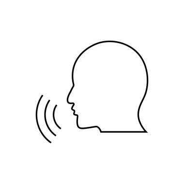 Doğrusal simge söz. Kavramı kontur sembolü tasarım söz. İnce grafik öğeleri illüstrasyon, beyaz bir arka plan, eps 10 anahat desen vektör.