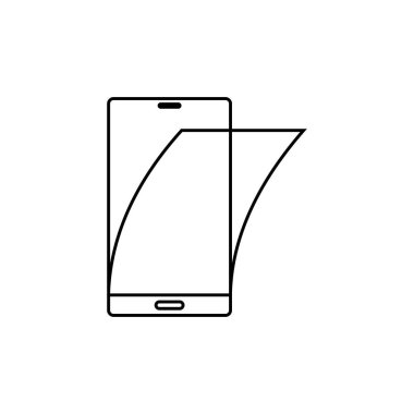 Ekranda koruyucu etiket var. Vektör. Beyaz üzerine düz stil siyah simge.