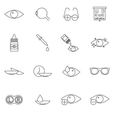 Optometri, Vision. Mobil Uygulamalar, Web Siteleri, Yazdırma Projeleri ve Tasarımınız için Basit İlgili Vektör Simgeleri Ayarları. Optometri, görüş alanı simgesi. Sembol, logo illüstrasyonu.