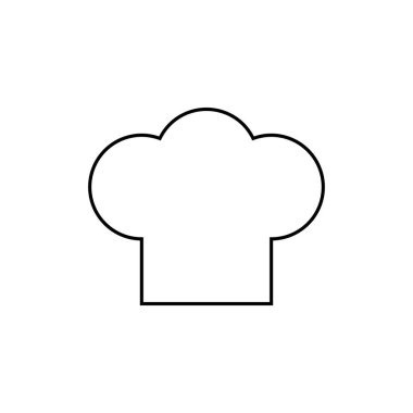 Şef şapka çizgisi simgesi, taslak vektör işareti, beyaz üzerine izole edilmiş doğrusal resim. Mutfak sembolü, logo illüstrasyonu.