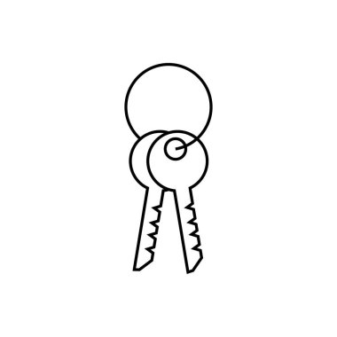 Oda anahtarı simgesi. Kilit, erişim, daire, ıvır zıvır. Otel konsepti. Vektör illüstrasyonu güvenlik, ipotek, seyahat gibi konularda kullanılabilir