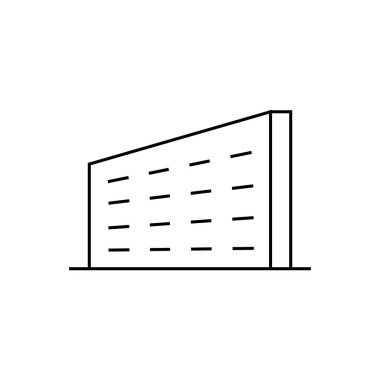 Ofis inşa çizgisi simgesi, taslak vektör işareti, beyaz üzerine izole edilmiş doğrusal resim. Sembol, logo illüstrasyonu.