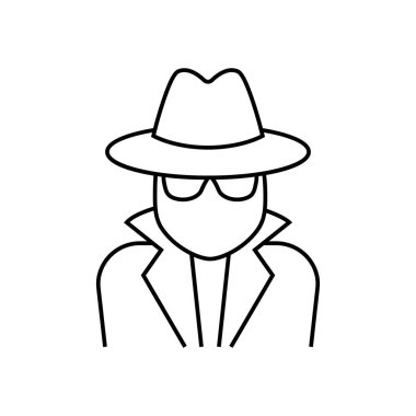 Casus konsepti simgesi. Doğrusal Casus konsepti ana hatlı sembol tasarımı. Bu basit element illüstrasyonu web ve mobil için kullanılabilir.