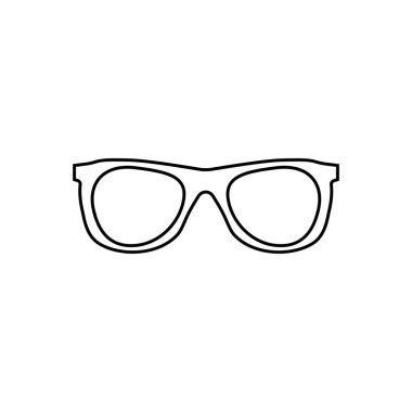 Gözlük simgesi vektörü. Çizgili gözlük sembolü. Modayı takip eden düz tabela tasarımı. Web sitesi ve mobil uygulama için ince doğrusal grafik piktogram. Logo illüstrasyonu.