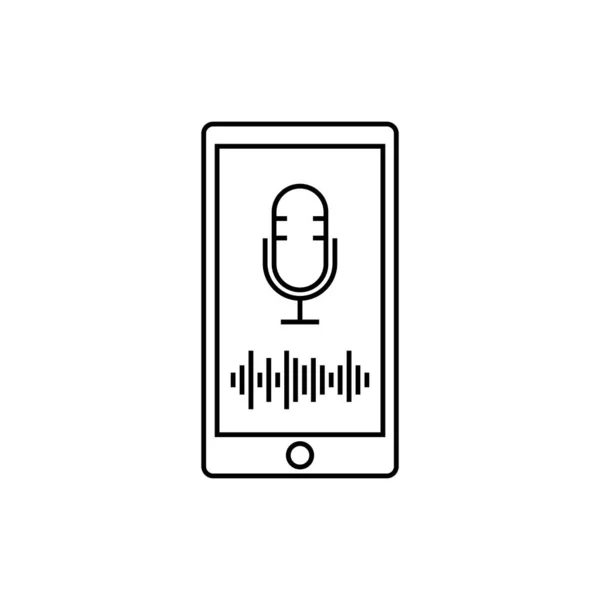 Smartphone Con Icono Contorno Micrófono Signo Estilo Lineal Para Concepto — Vector de stock