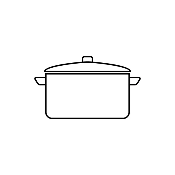 烹饪锅轮廓图标 移动概念和网页设计的线性风格标志 Casserole简单线向量图标 平底锅符号 标识图解 — 图库矢量图片