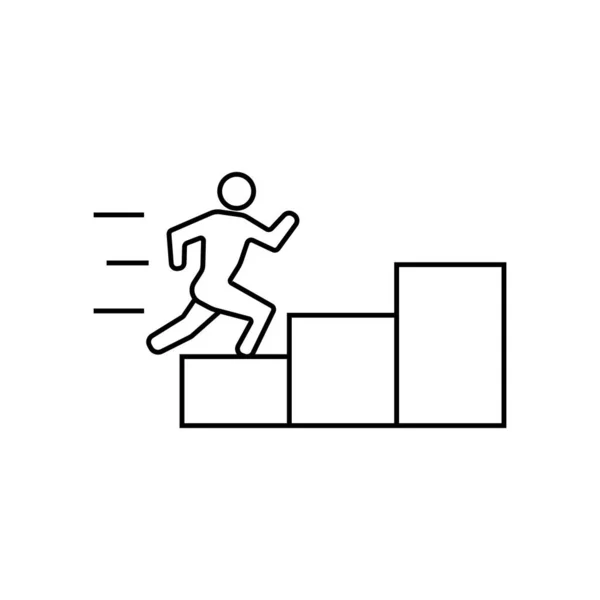 Correr Por Las Escaleras Hombre Contorno Icono Color Negro Aislado — Vector de stock