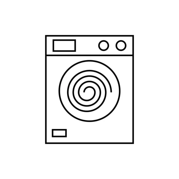 Wasmachine Icoon Wassen Lineair Teken Geïsoleerd Witte Achtergrond Bewerkbare Vector — Stockvector