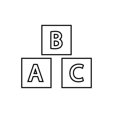 alfabe küp satırı siyah simge