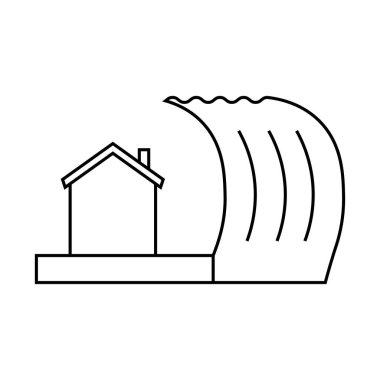 Tsunami sigorta ikonu. Beyaz arka planda modern Tsunami sigorta logosu kavramı.