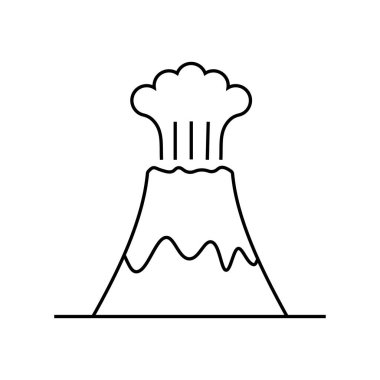 Beyaz arkaplanda izole edilmiş yanardağ ikonu vektörü, yanardağ işareti, çizgi veya doğrusal işaret, dış hat biçiminde element tasarımı