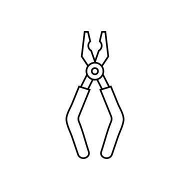 Pense doğrusal simgesi. Endüstri koleksiyonundan beyaz arkaplan üzerine modern Pliers logosu kavramı. Web uygulamalarında, mobil uygulamalarda ve yazdırma ortamlarında kullanılabilir.