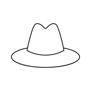 Erkeklerin Kovboy Şapkası çizgi simgesi, ana hat vektör işareti, beyaz üzerine izole edilmiş doğrusal resim. Sembol, logo illüstrasyonu.