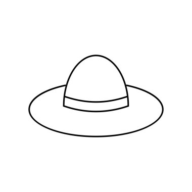 Erkeklerin Kovboy Şapkası çizgi simgesi, ana hat vektör işareti, beyaz üzerine izole edilmiş doğrusal resim. Sembol, logo illüstrasyonu.