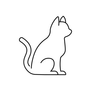 vektör, beyaz arkaplanda bir kedinin izole edilmiş dış çizgisi