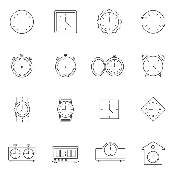 Iconos Línea Tiempo Reloj Conjunto Iconos Lineales Vectores — Vector de stock