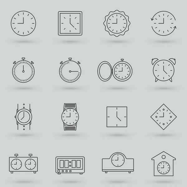 Iconos Línea Tiempo Reloj Conjunto Iconos Lineales Vectores — Vector de stock