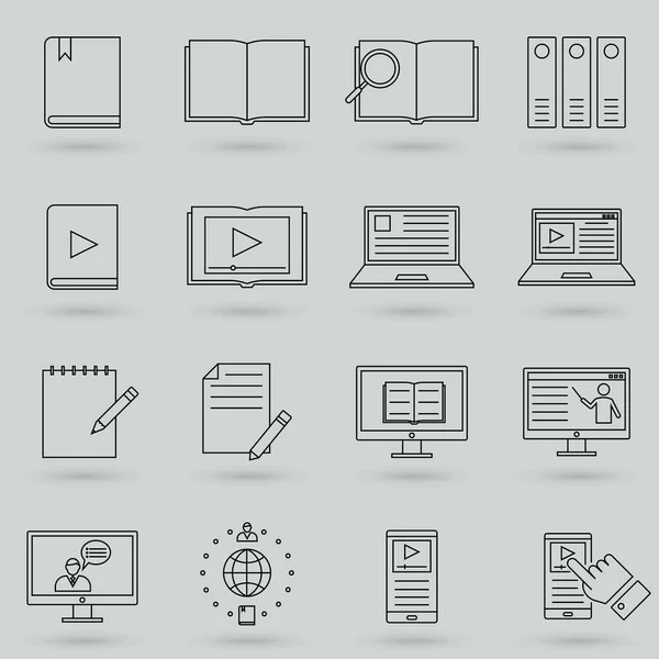 Technical Documentation Line Icons Set Instruction Plan Manual Linear Icons — Stock Vector