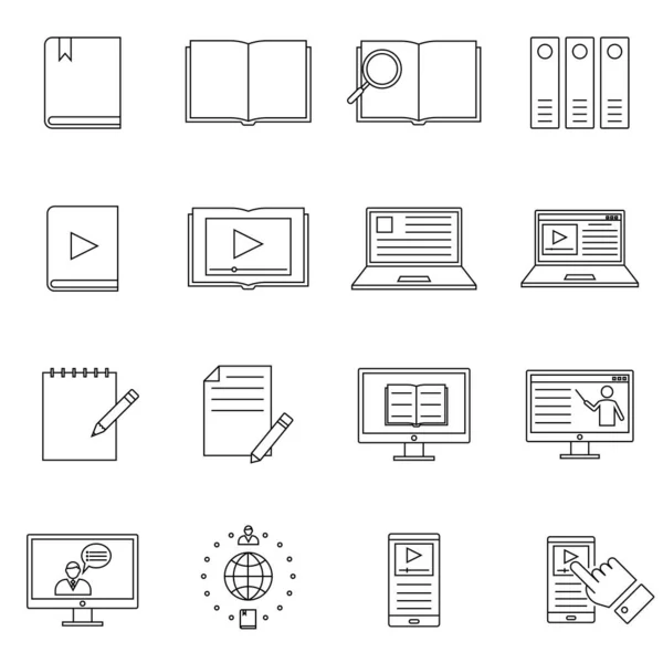 Technical Documentation Line Icons Set Instruction Plan Manual Linear Icons — Stock Vector
