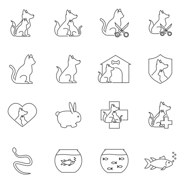 Conjunto Simple Iconos Línea Vectores Para Mascotas — Vector de stock