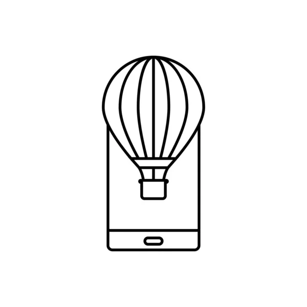 Heißluftballon Line Icon Auf Dem Mobilen Bildschirm Symbol Logo Illustration — Stockvektor