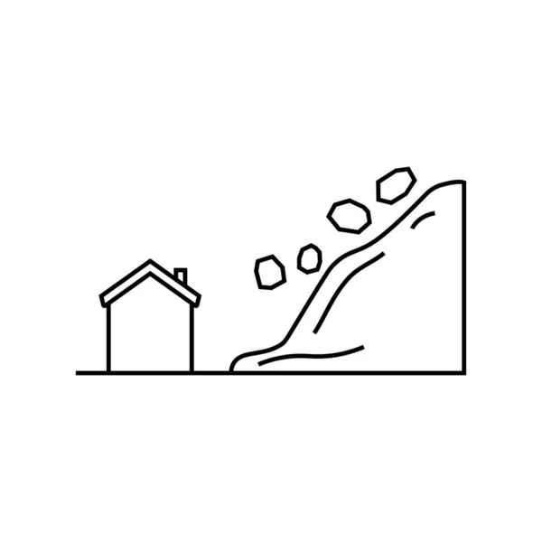 Линейная Икона Лавина Дом Тонкие Графические Элементы Белом Фоне Eps — стоковый вектор