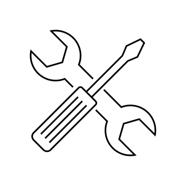 Ikona Čáry Vektorové Služby Opravy Izolované Bílém Pozadí Šroubovák Klíč — Stockový vektor