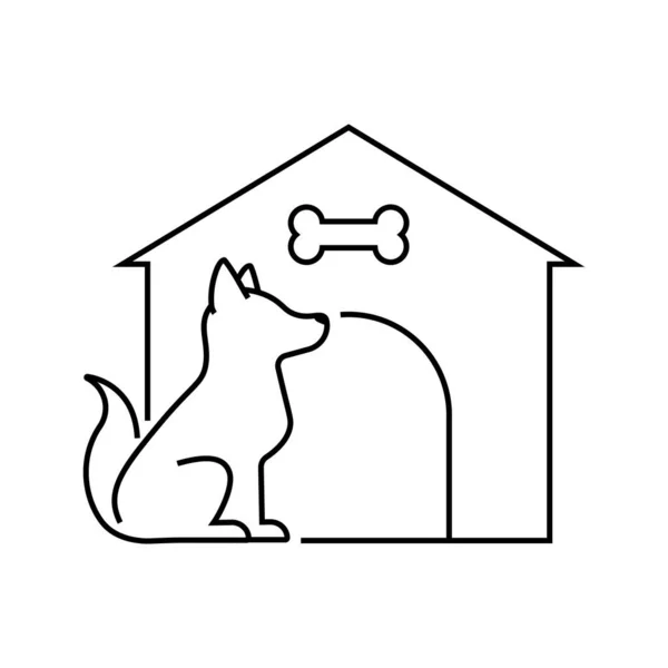 Icono Del Contorno Casa Del Perro Signo Estilo Lineal Para — Vector de stock