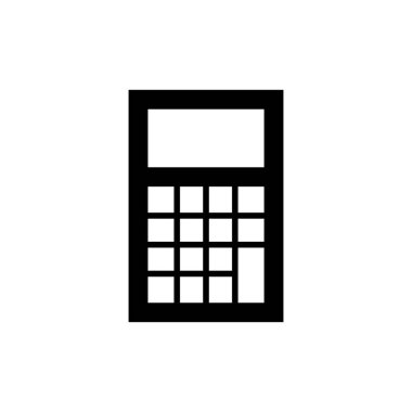 Hesap makinesi simgesi, siyah izole vektör illüstrasyonu.