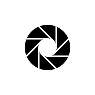 Kamera objektifi çekim diyafram diyafram siyah izole sembolü.