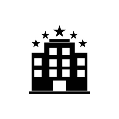 Hotel Icon beyaz arka plan üzerinde izole. İş, pazarlama, Internet kavramı için basit düz piktogram. Web sitesi tasarımı ya da hareket eden app için trendy modern vektör simgesi.