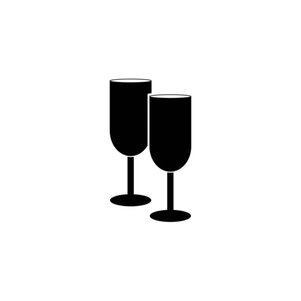 Şampanya Kadehleri Vektör Simgesi Logo — Stok Vektör