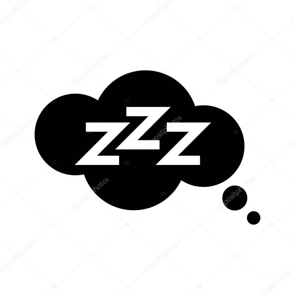 Sleeping, zzz or slumber in thought bubble vector icon for sleep apps and websites